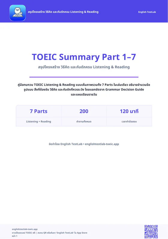 ปก TOEIC Summary Part 1–7
